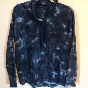 Blue tyedye cowl neck sweater